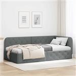 vidaXL Hoekbedframe met hoofdeinde Donkergrijs 90 x 190 cm Stof