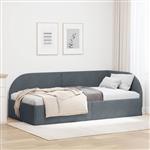 vidaXL Hoekbedframe Donkergrijs 90 cm x 190 cm Polyester en multiplex
