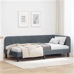 vidaXL Hoekbedframe met hoofdeinde Donkergrijs 90 x 190 cm Fluweel