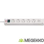 Bremounta stekkerdoos 5-voudig met 2 USB C laadaansluitingen (USB C stekkerblok met schakelaar en 3m