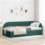vidaXL Hoekbedframe Donkergroen 90 cm x 200 cm Polyester en multiplex