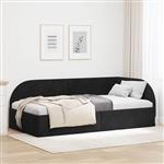 vidaXL Hoekbedframe Zwart 90 cm x 190 cm Polyester en multiplex