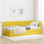 vidaXL Hoekbedframe met hoofdeinde Geel 100 x 200 cm Fluweel