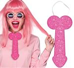 Penis Stropdas Roze Glitter 30cm