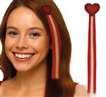 Hart Hair Extension Rood Wit 40cm