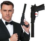 Zwarte Nep Pistool Met Geluiddemper 29cm