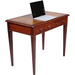 Sidetable of kleine schrijftafel met 2 laden en groenbruin leer ingelegd (No.350208)