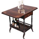 Drankentafel met 2 hangoren en lade rijk en prachtig ingelegd (No.342040)