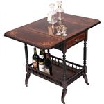 Drankentafel met 2 hangoren en lade rijk en prachtig ingelegd (No.342040)