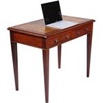 Sidetable of kleine schrijftafel met 2 laden en groenbruin leer ingelegd (No.350208)