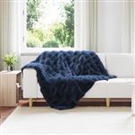 vidaXL Neppels Konijnenbont Deken 4 pcs Marineblauw 130 x 150 cm