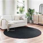 vidaXL Nep Konijnenbont Tapijt Olite Zwart Ø 200 cm Polyester