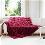 vidaXL Neppels Konijnenbont Deken Olite 4 pcs Bordeaux Rood Polyester