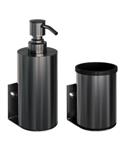 Zeepdispenser en Beker BRAUER Model A Incl. Wand Ophanging en Magnetisch opzetvlak Geborsteld Gunmet