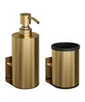 Zeepdispenser en Beker BRAUER Model A Incl. Wand Ophanging en Magnetisch opzetvlak Geborsteld Goud