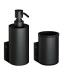 Zeepdispenser en Beker BRAUER Model A Incl. Wand Ophanging en Magnetisch opzetvlak Mat Zwart