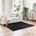 vidaXL Nep Schapenvacht Tapijt Tafalla Zwart 120 x 120 cm Polyester