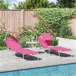 vidaXL Ligstoel 2-persoon 2 pcs Roze 58 x 188 x 77cm Stof