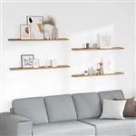 vidaXL Wandplank met plank 4 pcs Bruin 115 x 9 x 3 cm Bewerkt hout