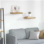 vidaXL Wandplank met opslag 2 pcs Beige 40 x 23,5 x 4 cm Bewerkt hout