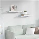 vidaXL Wandplank 2 pcs Wit Marmer 60 x 23,5 x 4 cm Bewerkt hout