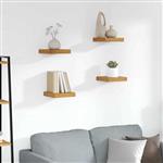 vidaXL Wandplank met opslag 4 pcs Bruin 23 x 23,5 x 4 cm Bewerkt hout