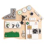 Sensorisch Busy Bord - Huisje- Activiteitenbord Mintgroen-blauw