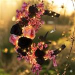 Halve Maan Krans met Kat - verlichting - zwart roze