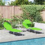 vidaXL Ligstoel 2-persoon 2 pcs Groen 58 x 188 x 77cm Stof