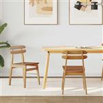 vidaXL Eetkamerstoel 2 pcs Naturel Massief Rubberhout