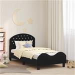 vidaXL Bedframe voor kinderen met hoofdbord Zwart 80 x 160 cm Fluweel
