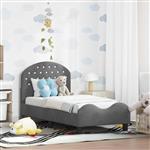 vidaXL Peuterbedframe met hoofdbord Donkergrijs 70 x 140 cm Fluweel