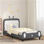 vidaXL Bedframe voor kinderen met hoofdbord Lichtgrijs 90 x 190 cm PU