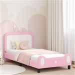 vidaXL Bedframe voor kinderen met hoofdbord Roze 90 x 190 cm PU