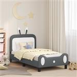 vidaXL Bedframe voor kinderen met hoofdbord Lichtgrijs 80 x 160 cm PU
