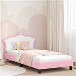 vidaXL Bedframe voor kinderen met hoofdbord Roze 90 x 200 cm PU