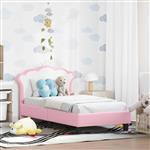 vidaXL Peuterbedframe met hoofdbord met hoofdeinde Roze 70 x 140 cm PU