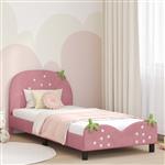 vidaXL Bedframe voor kinderen met hoofdbord Roze 90 x 200 cm Fluweel