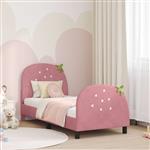 vidaXL Bedframe voor kinderen met hoofdbord Roze 80 x 160 cm Fluweel