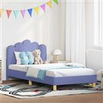 vidaXL Peuterbedframe met hoofdbord Jeans Blauw 90 x 200 cm Stof