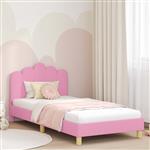 vidaXL Peuterbedframe met hoofdbord Roze 80 x 200 cm Stof