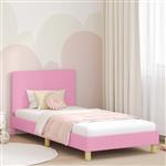 vidaXL Bedframe voor kinderen met hoofdbord Roze 90 x 200 cm Stof