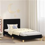 vidaXL Bedframe voor kinderen met hoofdbord Zwart 90 x 200 cm Stof