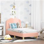 vidaXL Peuterbedframe met hoofdbord Roze 70 x 140 cm Schapenstof
