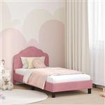 vidaXL Bedframe voor kinderen met hoofdbord Roze 80 x 160 cm Fluweel