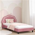 vidaXL Bedframe voor kinderen met hoofdbord Roze 90 x 190 cm Fluweel
