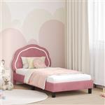 vidaXL Bedframe voor kinderen met hoofdbord Roze 80 x 160 cm Fluweel