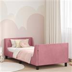 vidaXL Bedframe voor kinderen met hoofdbord Roze 90 x 200 cm Fluweel