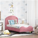 vidaXL Peuterbedframe met hoofdbord Roze 70 x 140 cm Fluweel