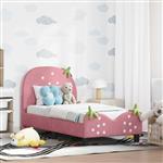 vidaXL Peuterbedframe met hoofdbord Roze 70 x 140 cm Fluweel